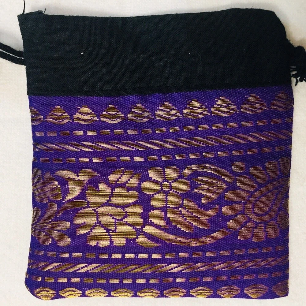 Brocade‎ Jewelry Pouch Drawstring Bags Set of 15 Purple Green Yellow Blue 4x4 In